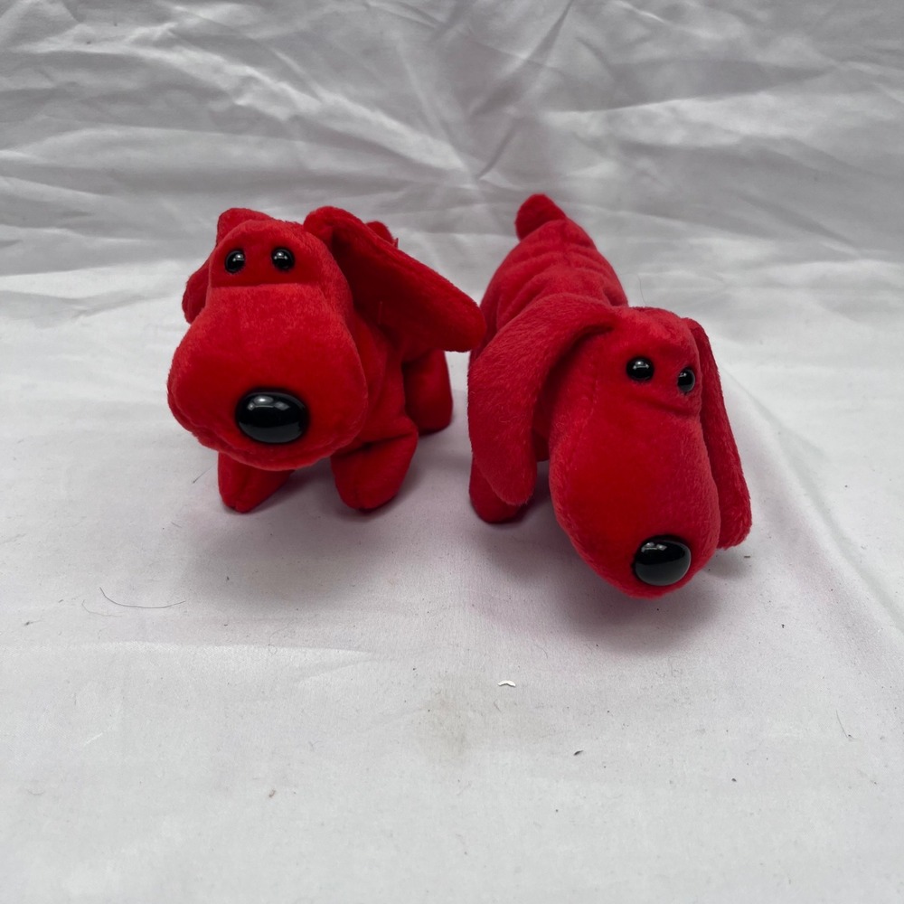 Ty Rover Beanie Babies Vintage 1996 Red Dog Plush Toy Lot of 2